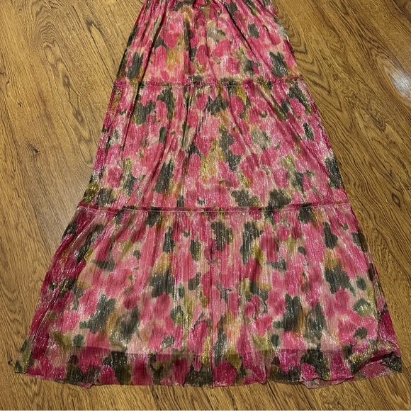Show Me Your MuMu Pink Tiered Ruffled Maxi Dress sleeveless small lined floral - Picture 7 of 9